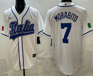 Men's Italy #7 Nick Morabito White 2026 World Baseball Classic Cool Base Jersey