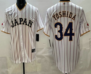 Men's Japan #34 Masataka Yoshida White 2026 World Baseball Classic Cool Base Jersey