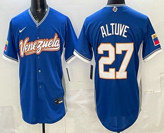 Men's Venezuela #27 Jose Altuve Blue 2026 World Baseball Classic Cool Base Jersey