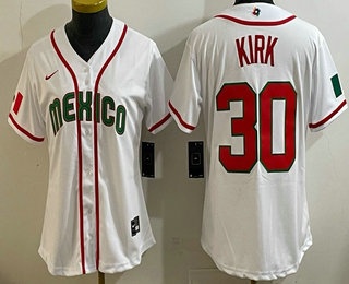 Women's Mexico #30 Alejandro Kirk White 2026 World Baseball Classic Cool Base Jersey