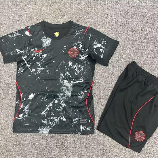 Kids Canada Blank or Custom Team FIFA x World Cup 2026 Away Black On Field Suit Jersey