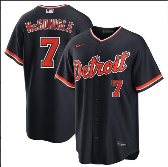 Men's Kevin McGonigle Detroit Tigers #7 Nike Alternate Replica Navy Jersey