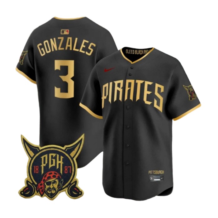 Men's Nick Gonzales #3 Pirates Black 2026 City Connect Stitched Jersey