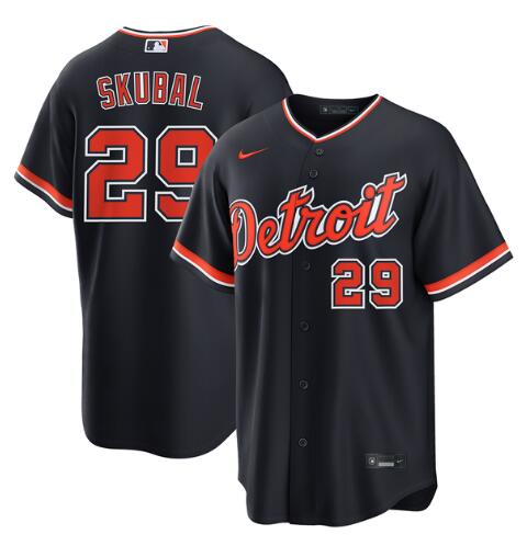 Men's Tarik Skubal #29 Detroit Tigers Nike Alternate Replica Navy Jersey