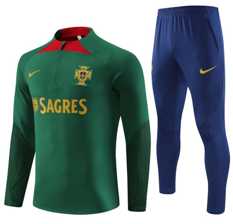 Portugal 2023-24 Tracksuits Green Training Sweatshirt and Pants