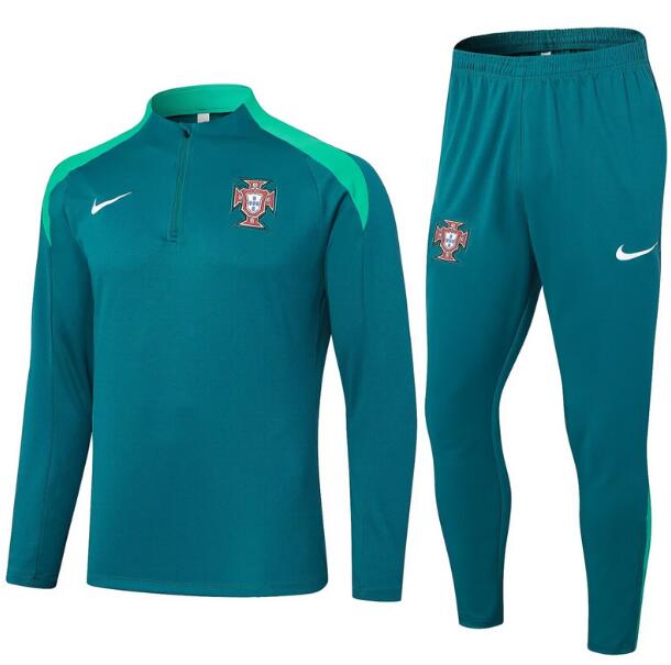 Portugal 2024-25 Tracksuits Green Training Sweatshirt and Pants