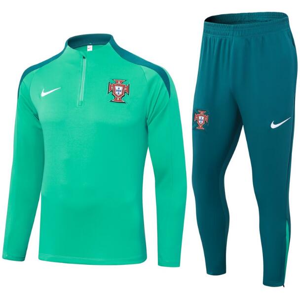 Portugal 2024-25 Tracksuits Light Green Training Sweatshirt and Pants