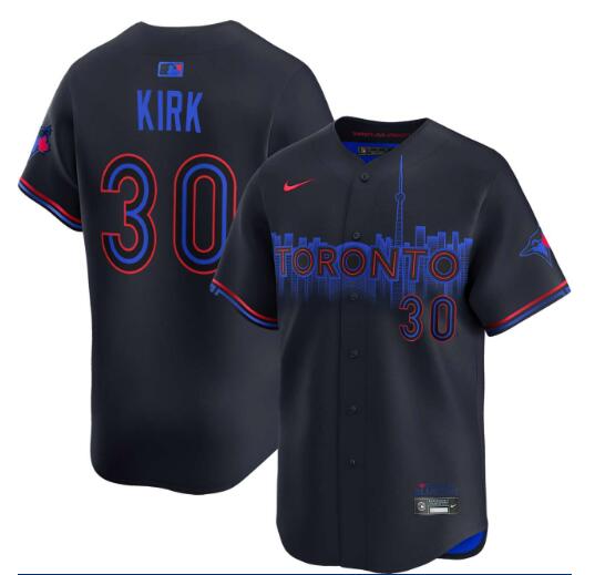 Men's Toronto Blue Jays #30 Alejandro Kirk Navy 2024 City Connect Limited Stitched Baseball Jersey