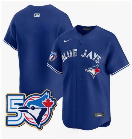Men's Toronto Blue Jays Blank Nike Blue 50th Season Patch Stadium CoolBase Jersey