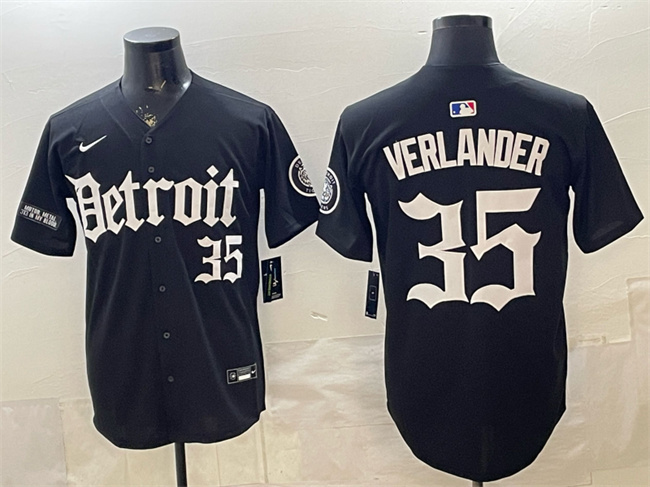 Men's Detroit Tigers #35 Justin Verlander 2026 Black 'Motor Gothic Edition' Vapor Premier Limited Stitched Baseball Jersey