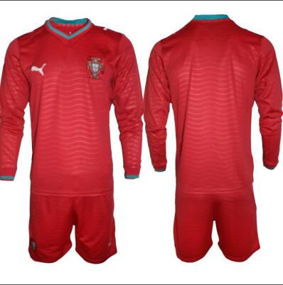 Men's Portugal Bland Or Custom National Team Long Sleeve FIFA x World Cup 2026 Home Red On Eusebio special edition Kits Jersey