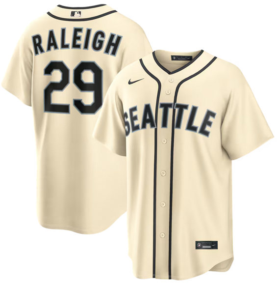 Men's Seattle Mariners #29 Cal Raleigh Cream Alternate Stitched Baseball Jersey