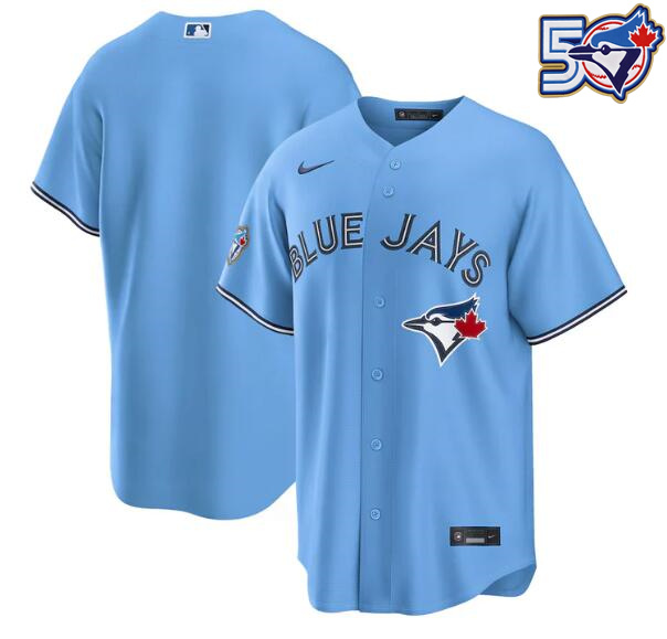 Men's 50th Anniversary Patch Blank Toronto Blue Jays MLB Nike Powder Blue Replica Jersey