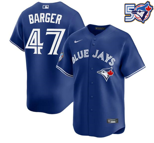 Men's Addison Barger 50th Anniversary #47 Toronto Blue Jays MLB Nike Royal Alternate Replica Jersey