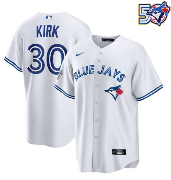 Men's Alejandro Kirk 50th Anniversary #30 Toronto Blue Jays MLB Nike White Home Replica Jersey