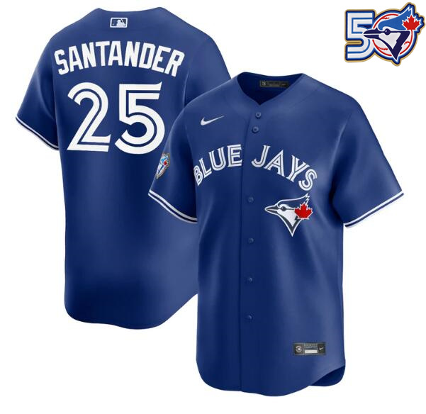 Men's Anthony Santander 50th Anniversary #25 Toronto Blue Jays MLB Nike Royal Alternate Replica Jersey