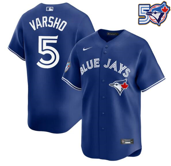 Men's Daulton Varsho 50th Anniversary #5 Toronto Blue Jays MLB Nike Royal Alternate Replica Jersey