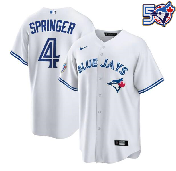 Men's George Springer 50th Anniversary #4 Toronto Blue Jays MLB Nike White Home Replica Jersey