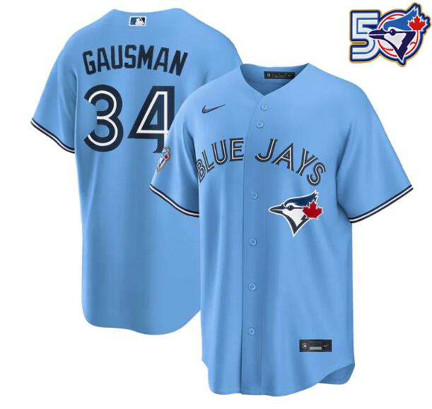 Men's Kevin Gausman 50th Anniversary #34 Toronto Blue Jays MLB Nike Powder Blue Replica Jersey