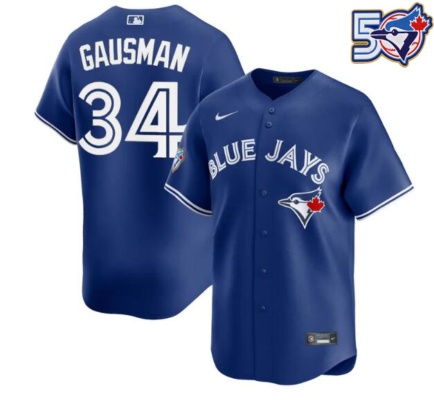 Men's Kevin Gausman 50th Anniversary #34 Toronto Blue Jays MLB Nike Royal Alternate Replica Jersey