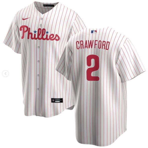 Men's Philadelphia Phillies #2 Justin Crawford White Home Limited Stitched Jersey
