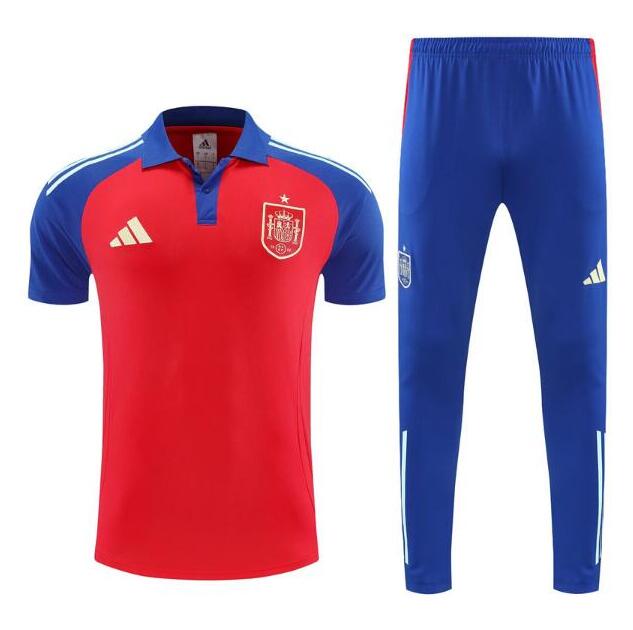 Men's Spain 2025-26 Polo Kit Red Blue Shirt and Pants