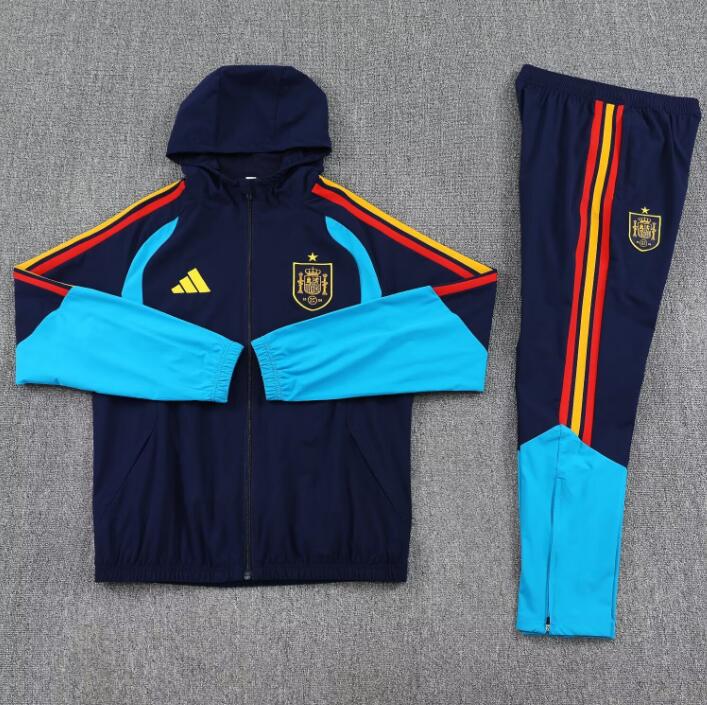 Men's Spain 2026-27 Tracksuits Navy Blue Hoodie Windbreaker and Pants