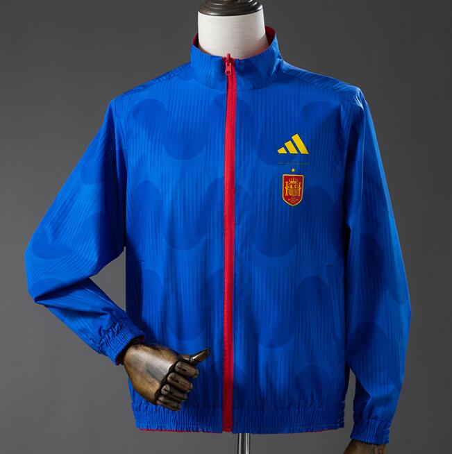 Men's Spain 2026-27 Windbreaker Jacket Reversible Blue