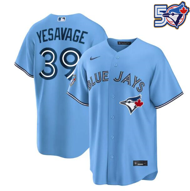 Men's Trey Yesavage 50th Anniversary #39 Toronto Blue Jays MLB Nike Powder Blue Replica Jersey
