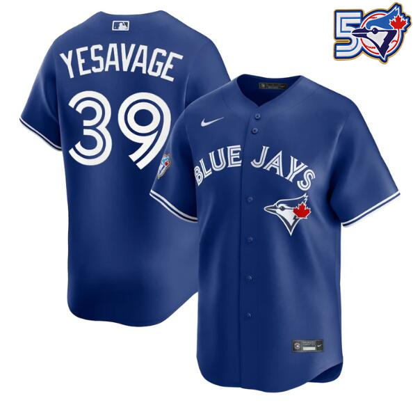 Men's Trey Yesavage 50th Anniversary #39 Toronto Blue Jays MLB Nike Royal Alternate Replica Jersey