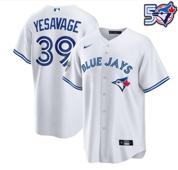 Men's Trey Yesavage 50th Anniversary #39 Toronto Blue Jays MLB Nike White Home Replica Jersey