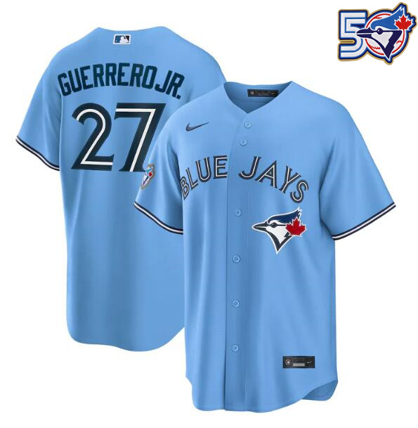Men's Vladimir Guerrero Jr. 50th Anniversary #27 Toronto Blue Jays MLB Nike Powder Blue Replica Jersey