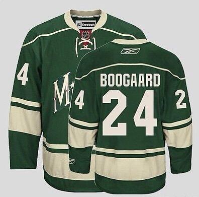 Men's Derek Boogaard Minnesota Wild #24 NHL Official Retro Rebook Green Jersey