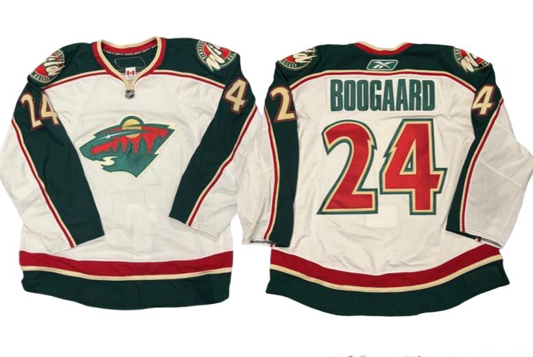 Men's Derek Boogaard Minnesota Wild #24 NHL White Retro Rebook Jersey