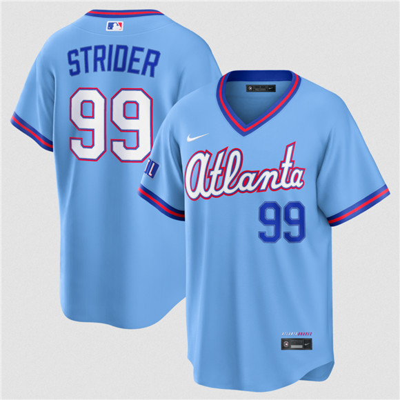 Men's Atlanta Braves #99 Spencer Strider Powder Blue 2026 City Connect Stadium Stitched Baseball Jersey