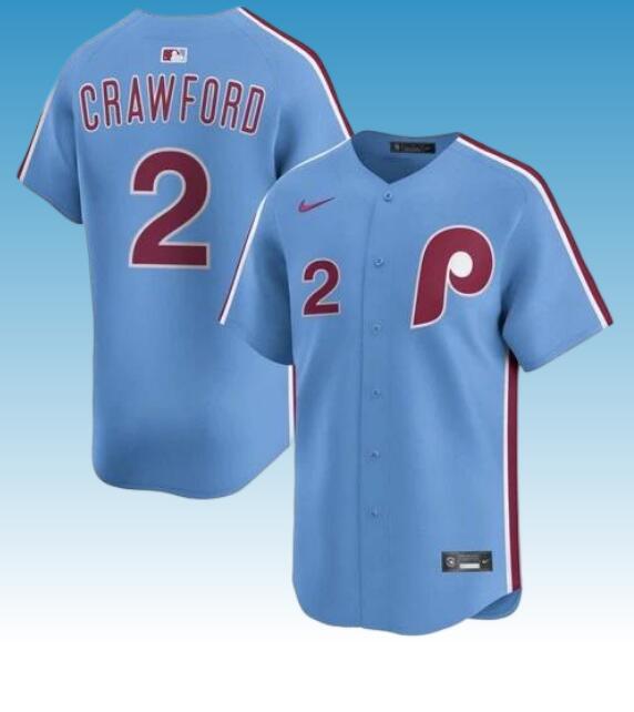 Men's Philadelphia Phillies #2 Justin Crawford Blue Stitched MLB Nike Cool Base Jersey