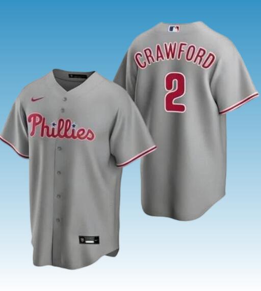 Men's Philadelphia Phillies #2 Justin Crawford Gray Home Stitched MLB Nike Cool Base Jersey
