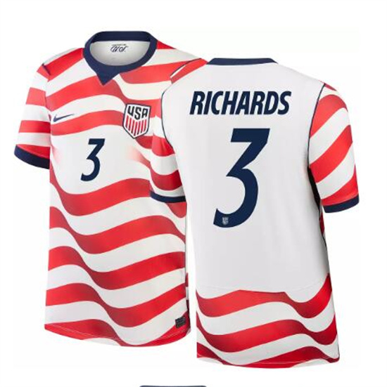 Men's USA Chris Richards #3 2026 World Cup FIFA Home Replica Adult USMNT AAA Jersey
