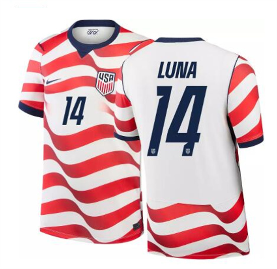 Men's USA Diego Luna #14 2026 World Cup FIFA Home Replica Adult USMNT AAA Jersey