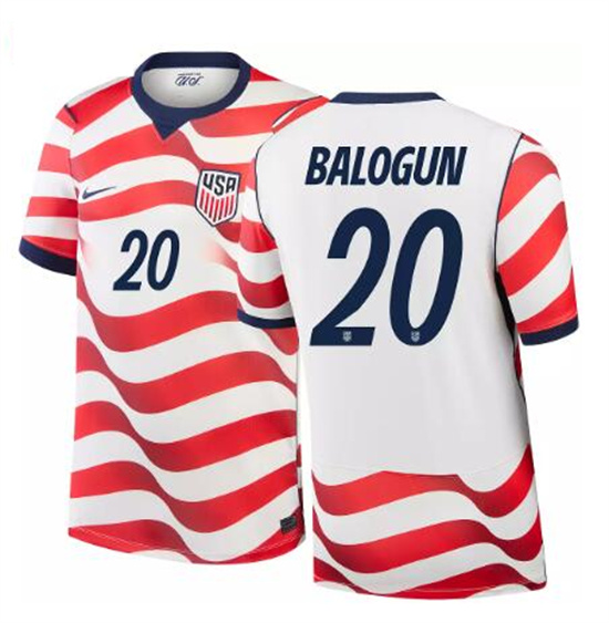 Men's USA Folarin Balogun #20 2026 World Cup FIFA Home Replica Adult USMNT AAA Jersey