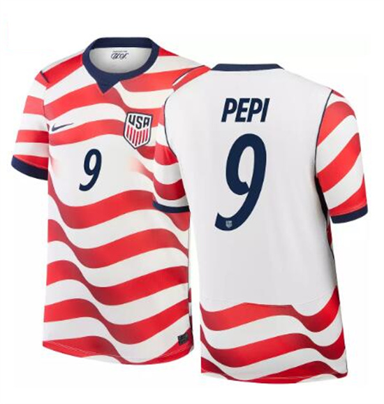 Men's USA Ricardo Pepi #9 2026 World Cup FIFA Home Replica Adult USMNT AAA Jersey