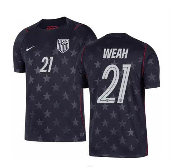 Men's USA Timothy Weah #21 2026 World Cup FIFA Away Replica Adult USMNT AAA Jersey