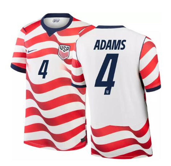 Men's USA Tyler Adams #4 2026 World Cup FIFA Home Replica Adult USMNT AAA Jersey