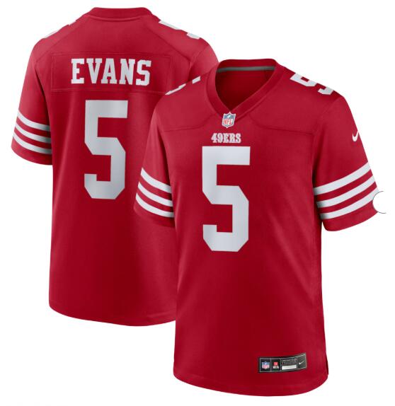 Men's San Francisco 49ers #5 Mike Evans Red Nike Scarlet Game Jersey