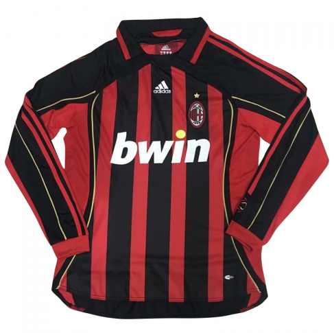 AC Milan 06-07 Retro Home Long Sleeve Soccer Jersey Shirt