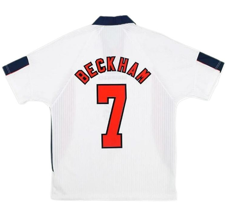 Beckham #7 Retro England 1998 World Cup Home Soccer Jersey