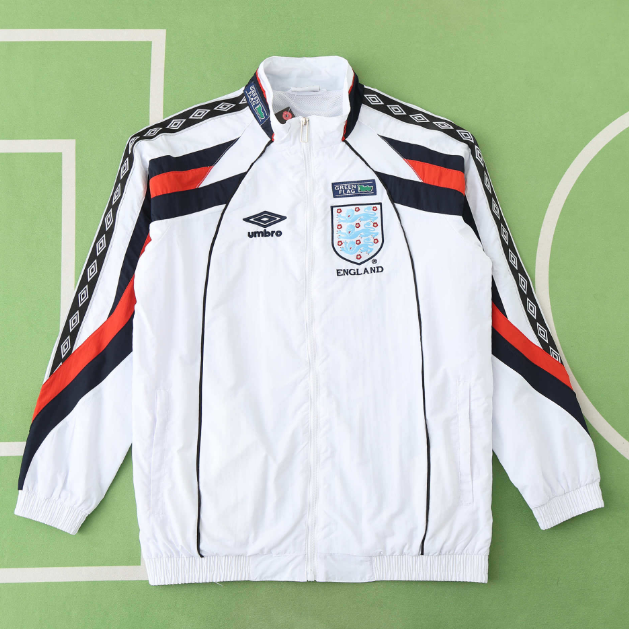 England 1998 Retro Windbreaker Jacket White