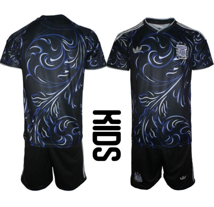 Youth Argentina Blank Or Custom 2026 World Cup Away FIFA Kids Suit Kits jersey