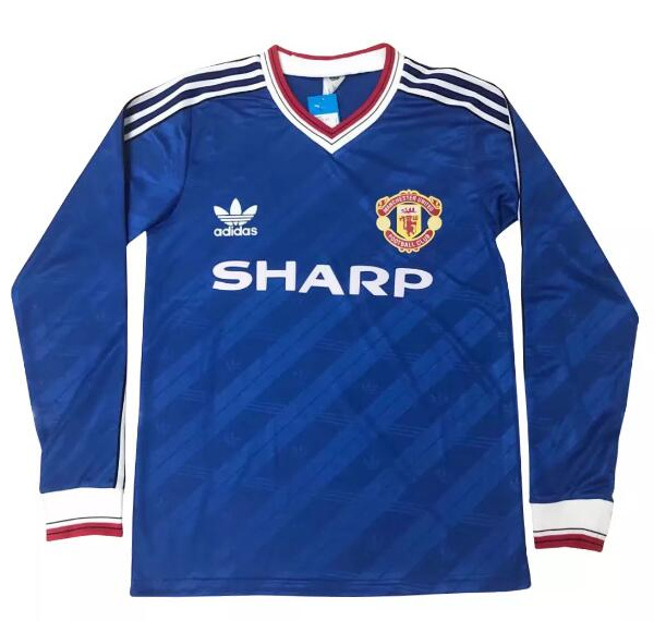Manchester United 1986-87 Away Long Sleeve Soccer Jersey Retro