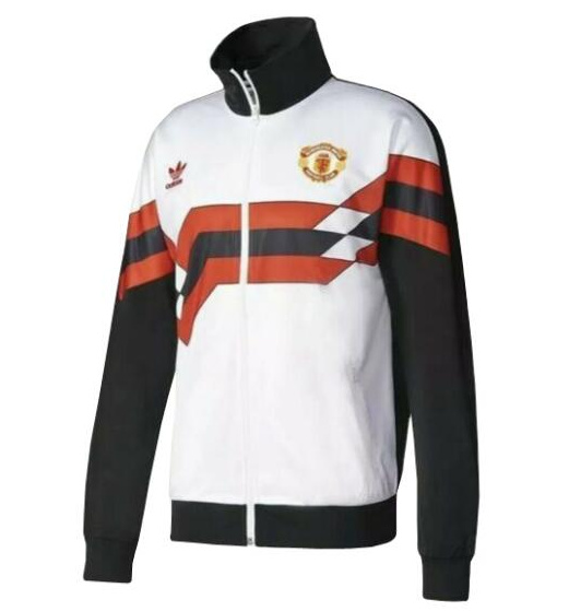 Manchester United 1990 Training Jacket Black White Retro